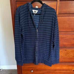 Blue Striped Zip-Up Sweater